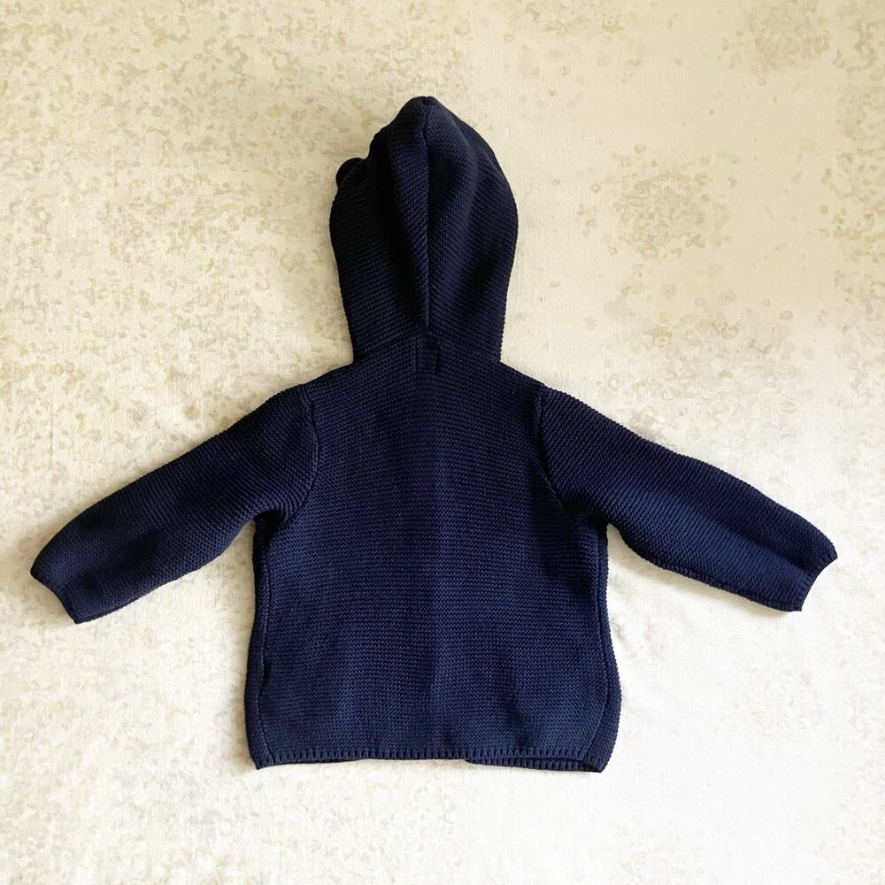 babyGap 18-24M Bear Hooded Cardigan Sweater Navy Blue Pockets Unisex Boys Girls - Picture 4 of 5
